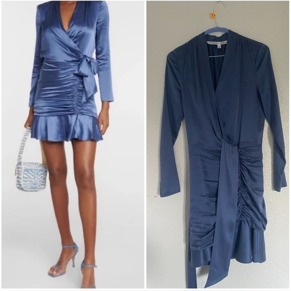 Veronica Beard Dresses & Skirts - Veronica Beard Agatha Silk Satin Wrap Dress in Steel Blue Size 0